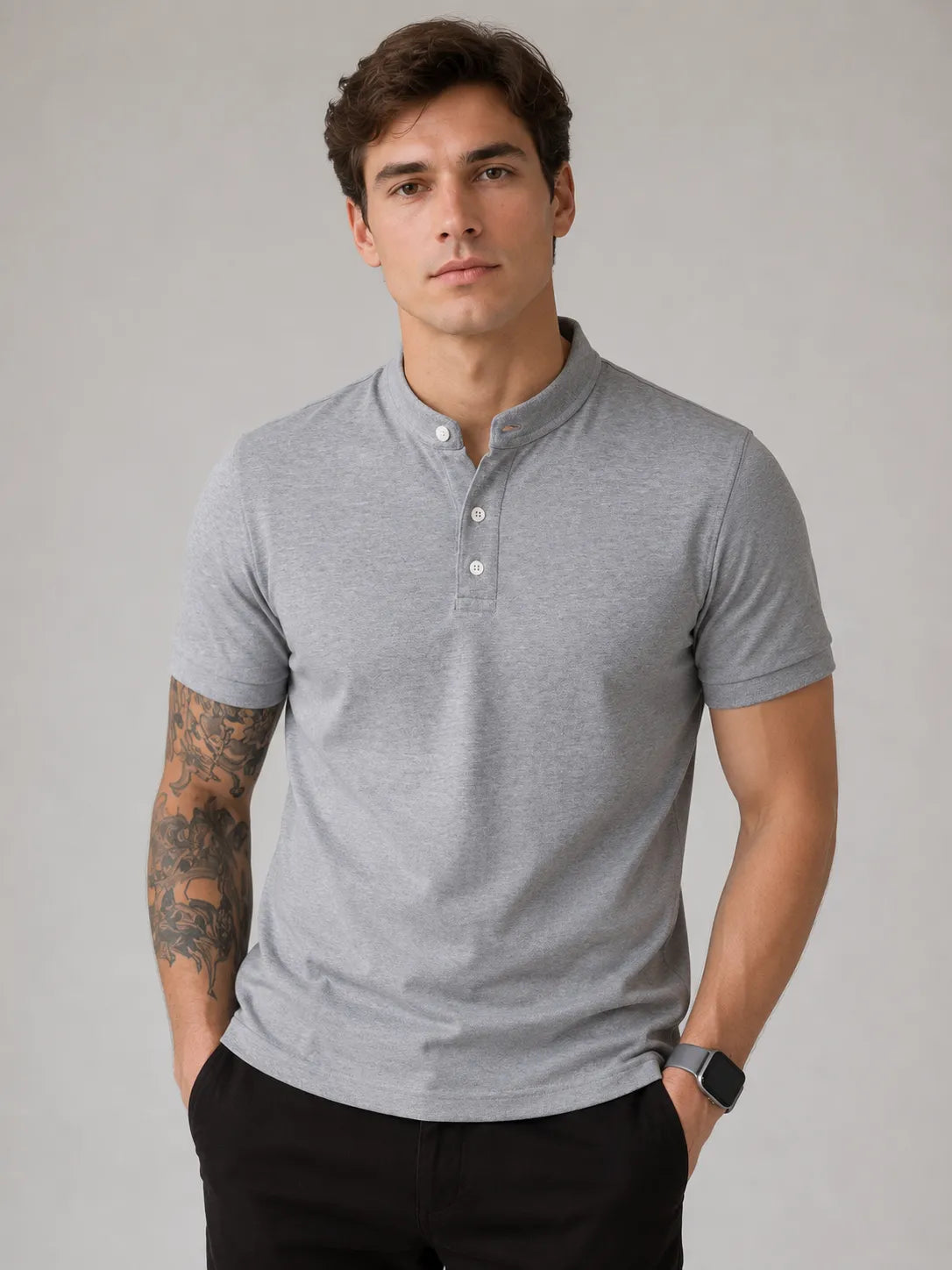 Camisa Masculina Gola Padre Henley