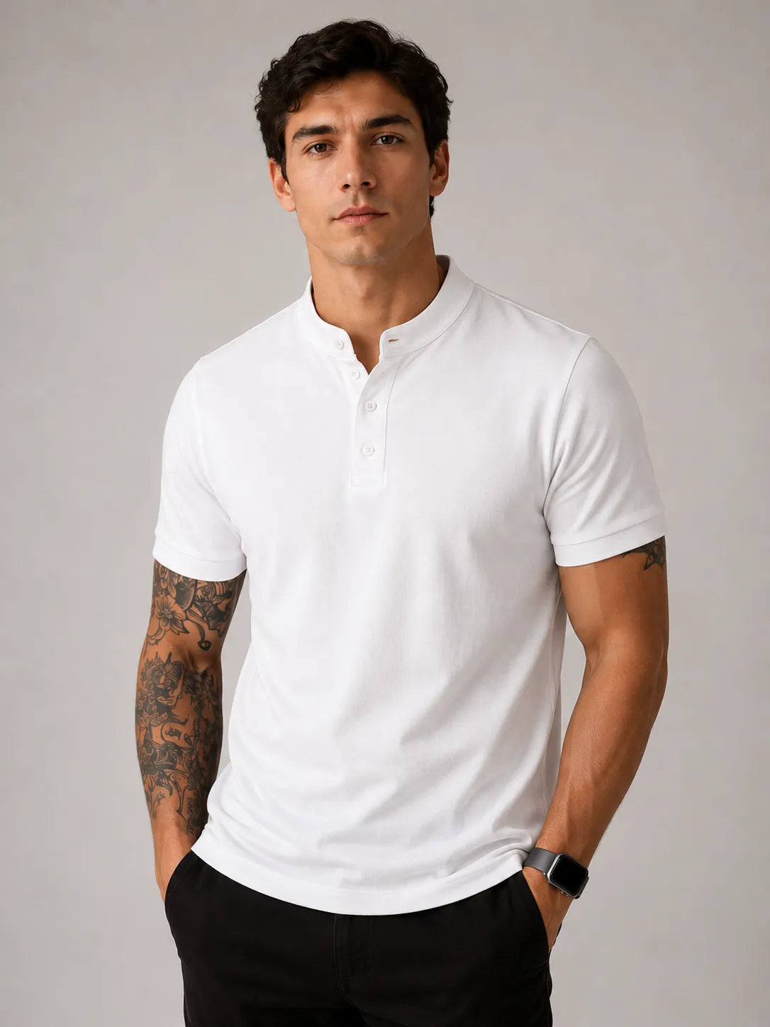 Camisa Masculina Gola Padre Henley