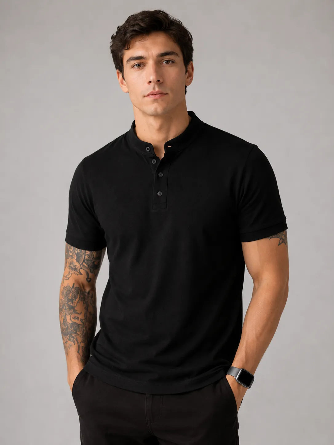 Camisa Masculina Gola Padre Henley